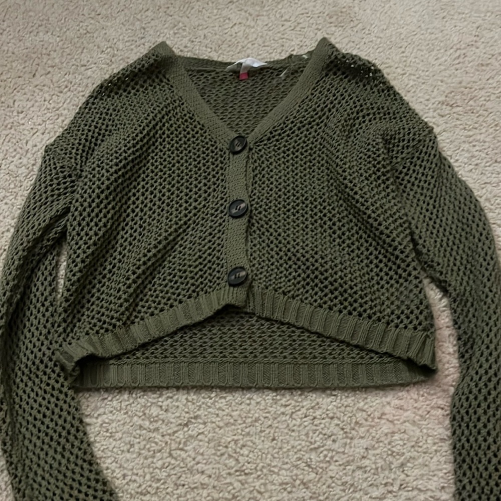 No boundries dark green sweater cardigan